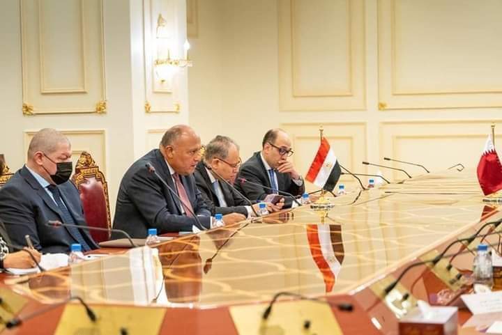 شكرى ونظيره القطرى يعربان عن الإرتياح لماشهدته العلاقات المصرية القطرية من تطورات